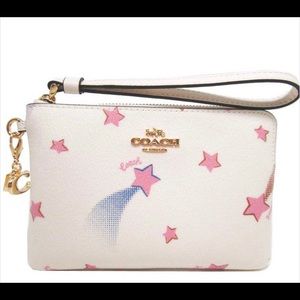 Coach Corner Zip Wristlet with 2 Detachable Charms
